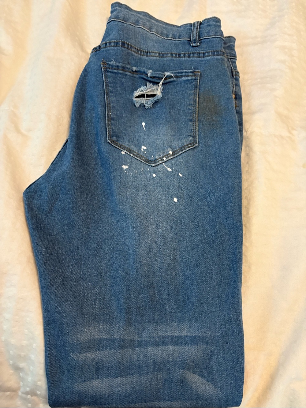 KUNMI Distressed Stretch Jeggings Paint Splatter Size L